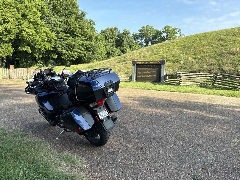 Jim's blue Triumph Trophy at Emerald Mount